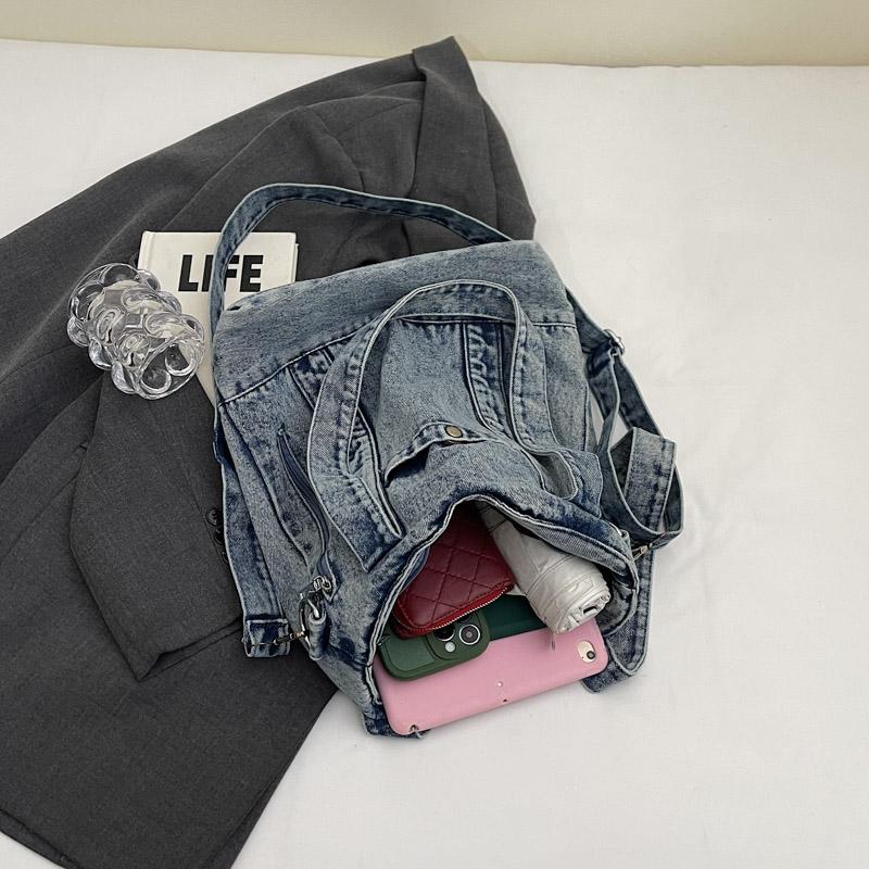 Denim Tote Bag Women Shoulder Bag Vintage Handbag