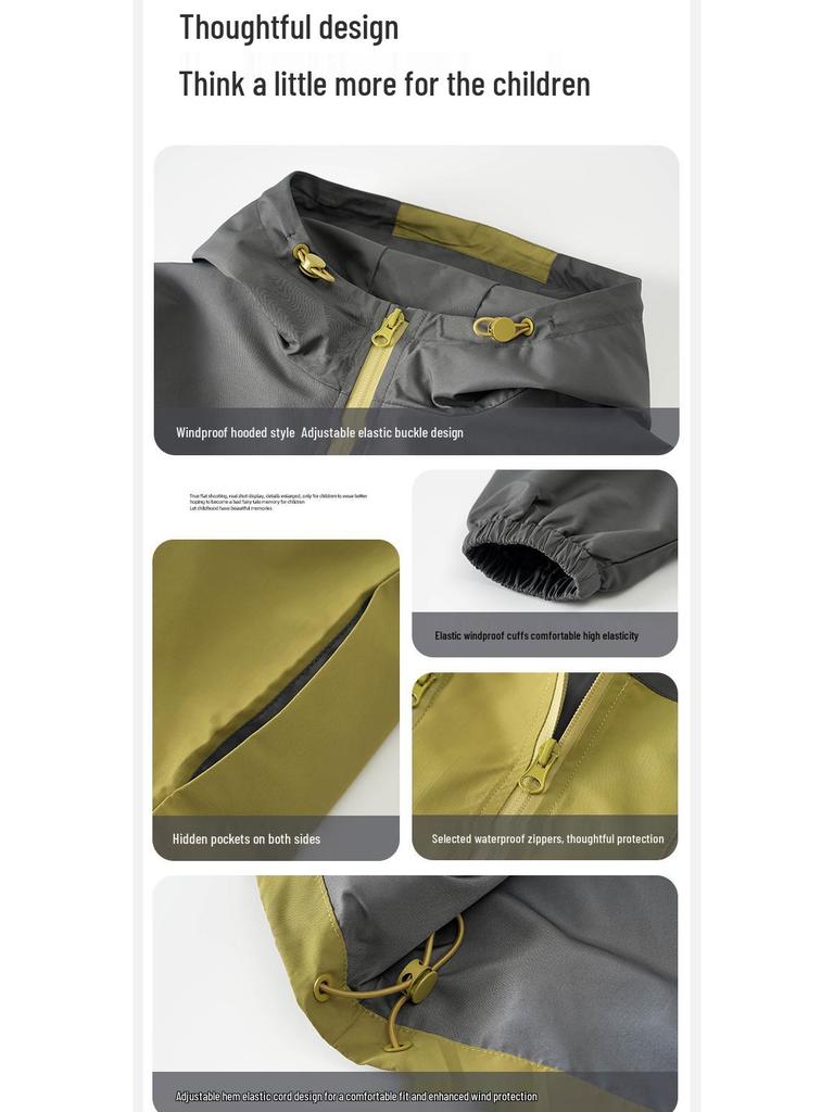 Boys' Waterproof Windbreaker Hooded Jacket New 2025 Autumn Style