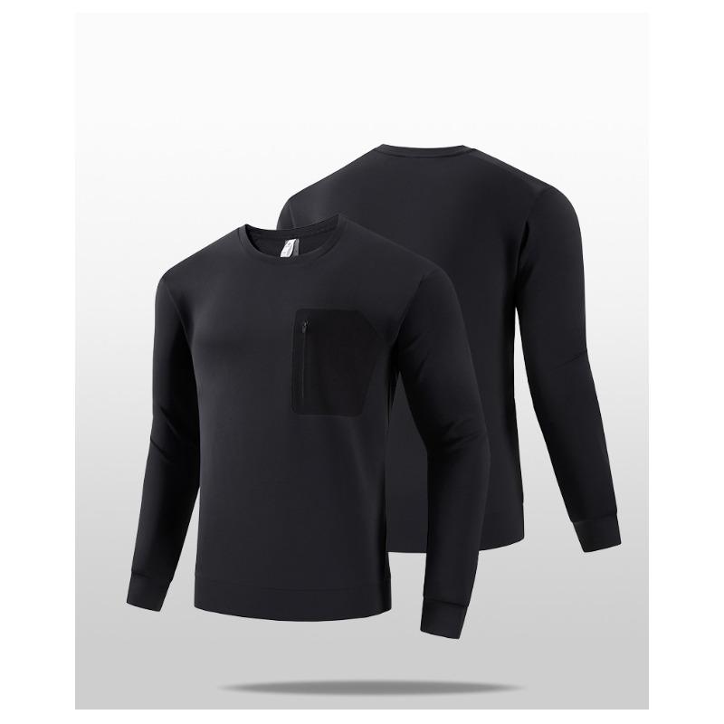 Outdoor Sweatshirt Men's Sports and Casual Long-sleeved T-shirt High Elastic Soft Comfortable Spring and Autumn Round Neck Pullover Sweatshirt Men
