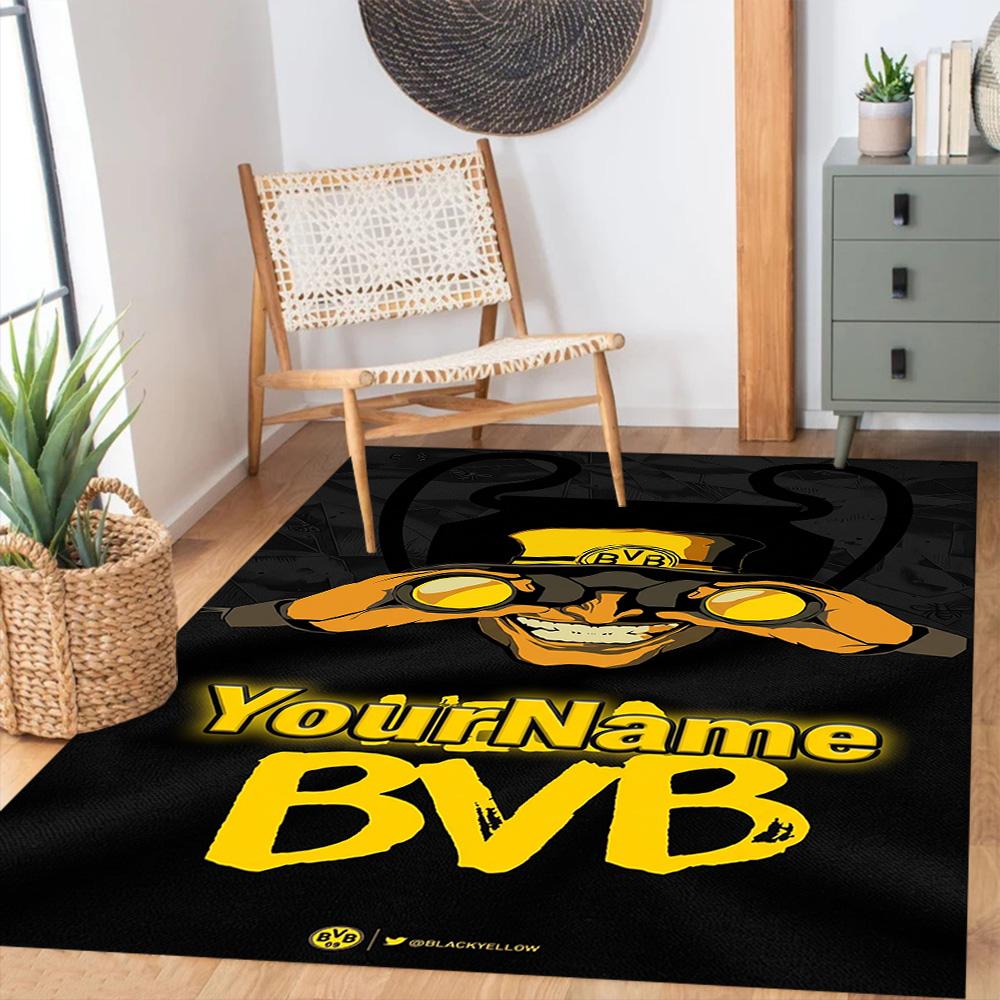 Borussia Dortmund Personalized Name Carpet Suitable for Game Room Hallway Bedrooms Playrooms Antislip Carpet Office home decor Best for Christmas