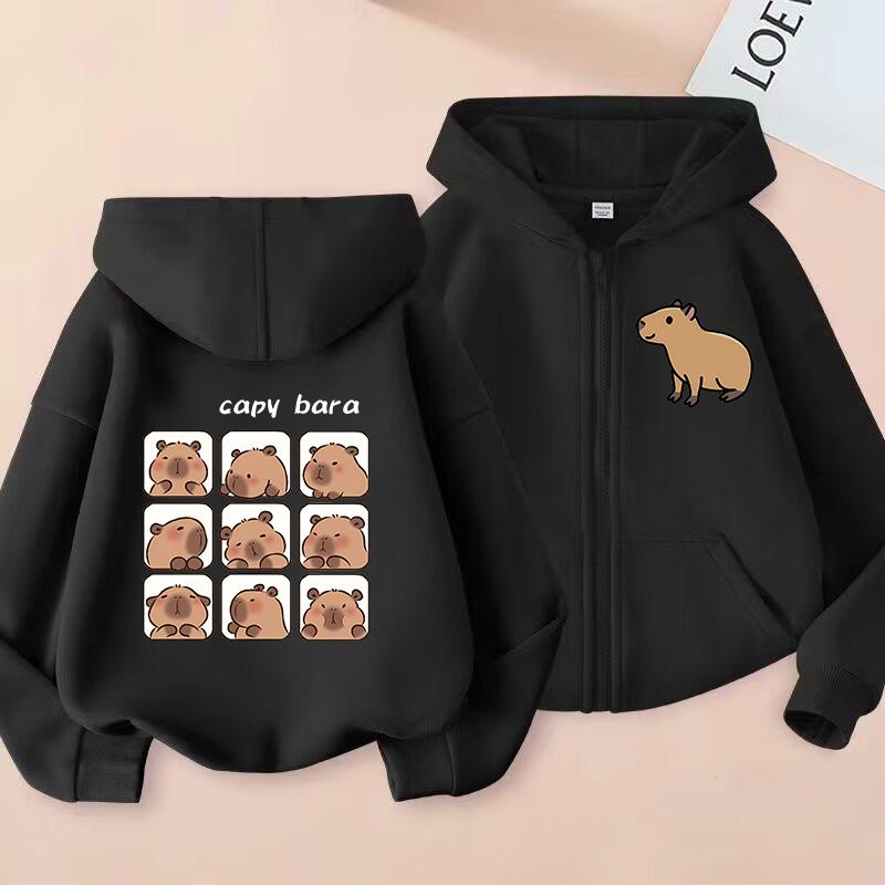 Zip Up Hoodie Kawaii Kids Capybara Children's Hoodie Zipper Children Capibara Sweatshirt Manga Clothes Kid Girl Boy Top Hoody