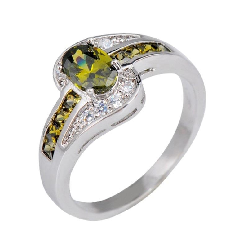 Huajie Унисекс Классические Овальные Хрустальные Циркониевые Кольца Свадебные Сияющие Инкрустированные Блестящим Цирконом Женские Мужские Кольца Трендовая Волна 10 шампанского