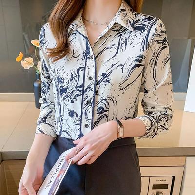 Chemises à imprimé tendance pour femmes, chemisiers boutonnés pour femmes, printemps-automne, chemises à manches longues