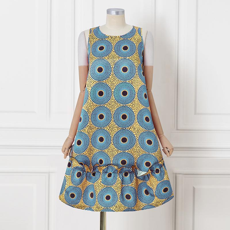 VONDA Plus Size Women Summer Sleeveless Floral Print Ruffled Hem Casual Tunic Dress