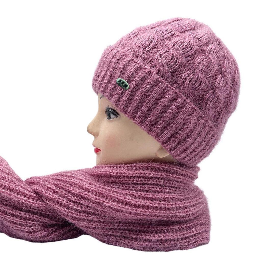 Women's Autumn-Winter Thickened Knit Hat & Scarf Set for Middle-aged & Elderly