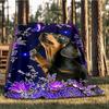 1pc Floral Dachshund Outdoor Flannel Blanket , Machine Washable Perfect Gift for Birthday , Holiday Travel Accessory , Durable Material