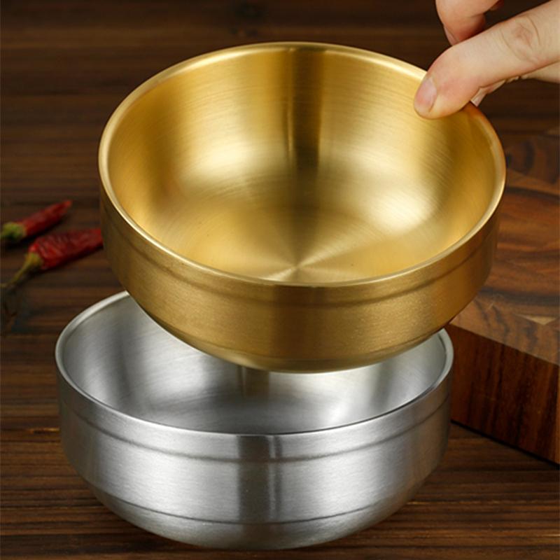 304 Stainless Steel Noodles Ramen Bowl Korean Tableware Dinnerware Anti-Scalding Double Layer Bowls Kitchen Cooking Utensils