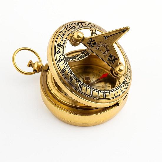 Bússola de Sol Direcional de Botão de Latão Bolso Rústico Decoração para Casa Presentes 5,08 cm