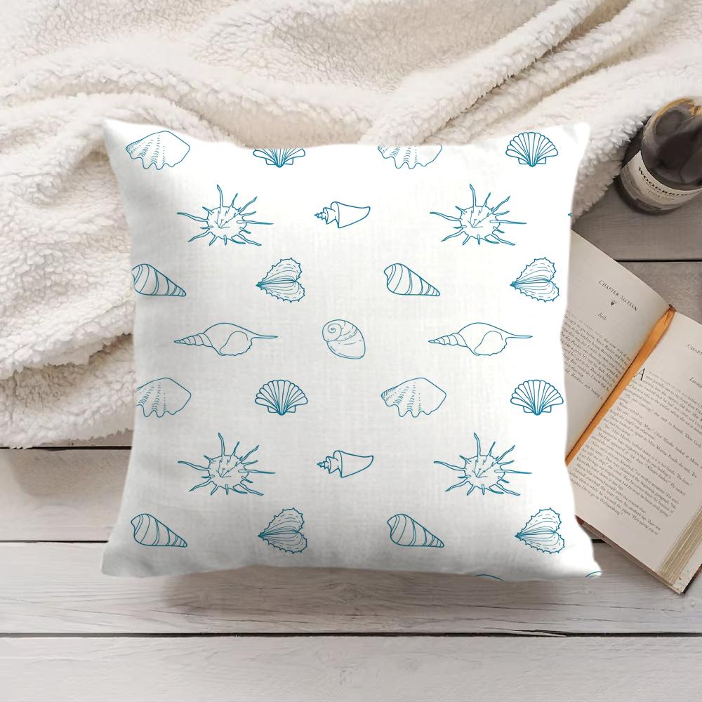 Seashell pattern Cushion Cover Soft Short Plush Pillow Cover Smooth Cozy Texture Aesthetic Cushion Case Home Decor