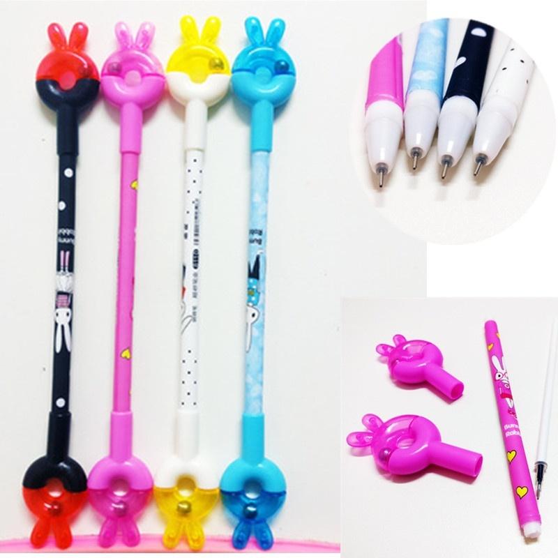 3pcs Cute Kawaii Plastic Gel Pens Lovely Cartoon Rabbit Pen For Kids Writing Gift Stationery color random office accessories