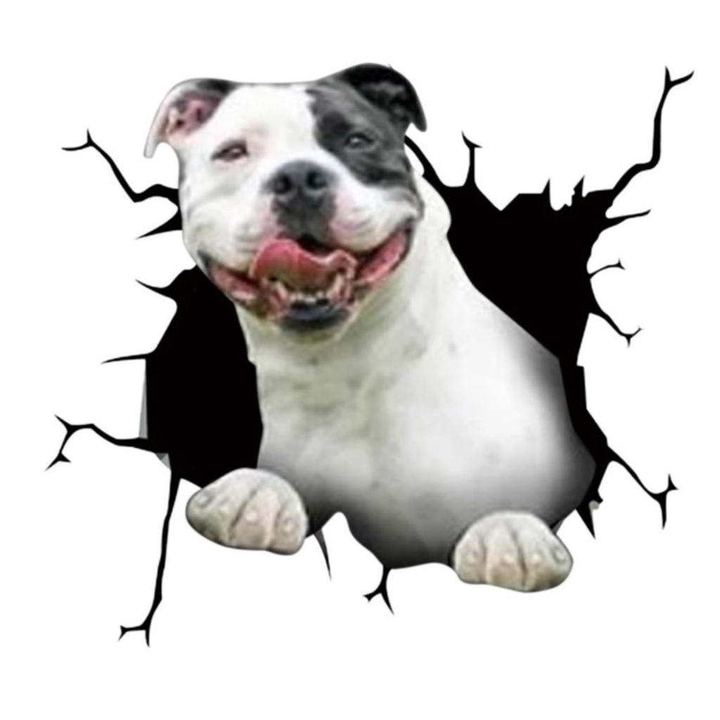 3D Dog Crack Sticker PVC Plastic Sticker Car Window Decal Laptop Funny Decals