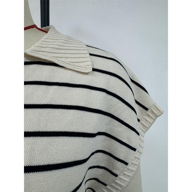 Women's Summer Sexy Knitted Striped V Neck Long Dress
