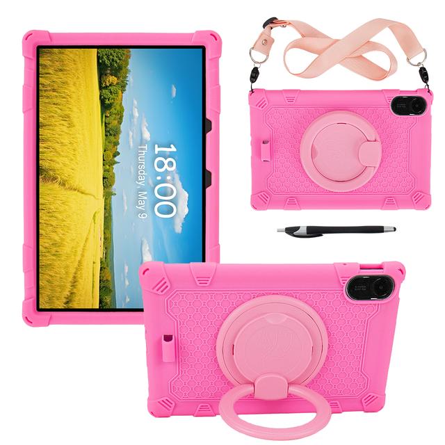

Rotating Kids Case For Xiaomi Redmi Pad 2 2025 25040RP0AG 25040RP0AI Soft Silicone Stand Cover With Handle Grip Shoulder Strap Redmi Pad 2 2025 рожевий