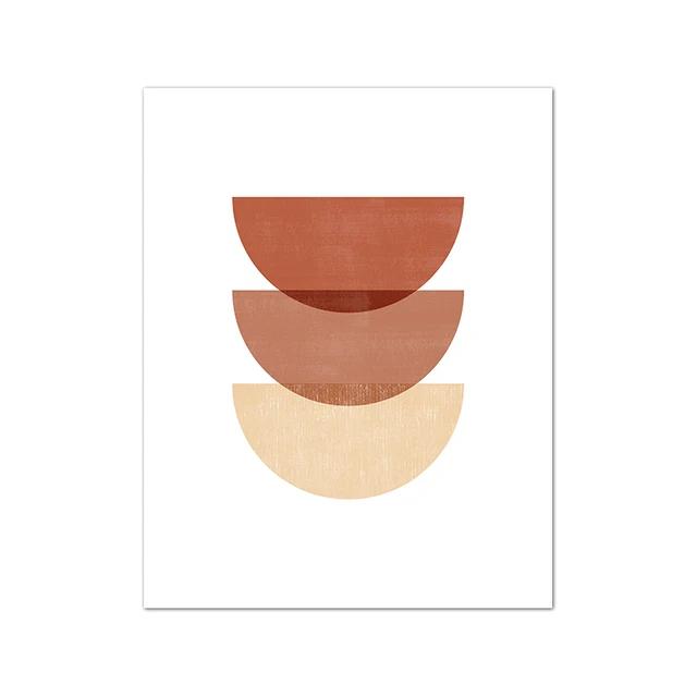 Mid Century Sun Moon Boho Wall Art Terracotta Abstract Landscape Canvas Print for Living Room and Bedroom Decor
