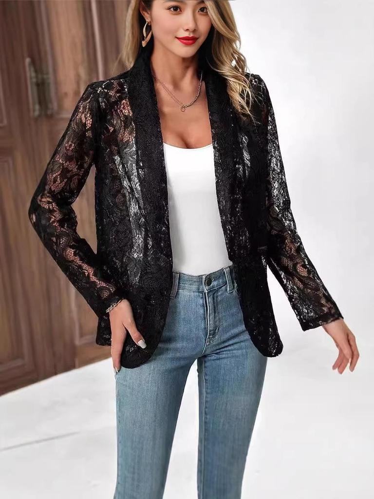 Europäische & Amerikanische 2025 Stilvolle Frühling/Sommer Einfarbige Spitze Jacke