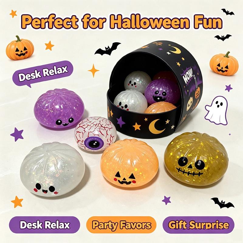 Halloween Mystery Toys Soft Material Pumpkin Ghost Eyeball Design for Toddlers Halloween Home Play Party Favors Small Surprise Gifts
