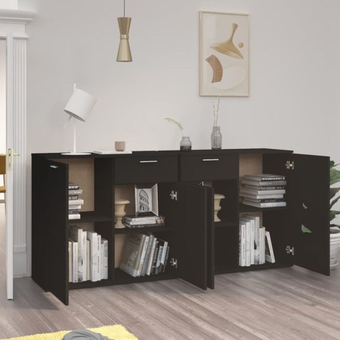 VidaXL Black Buffet 160x36x75 Cm Engineered Wood 3074928