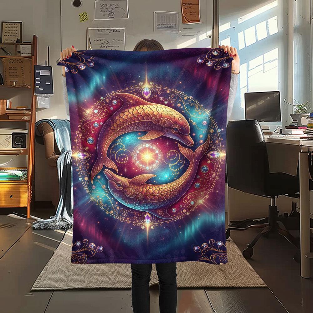 1Pc StarAnimals Print Flannel Blanket, High quality Comfortable for All Seasons, Home Decor, Warmth and Comfort, Perfect for Christmas Gifts