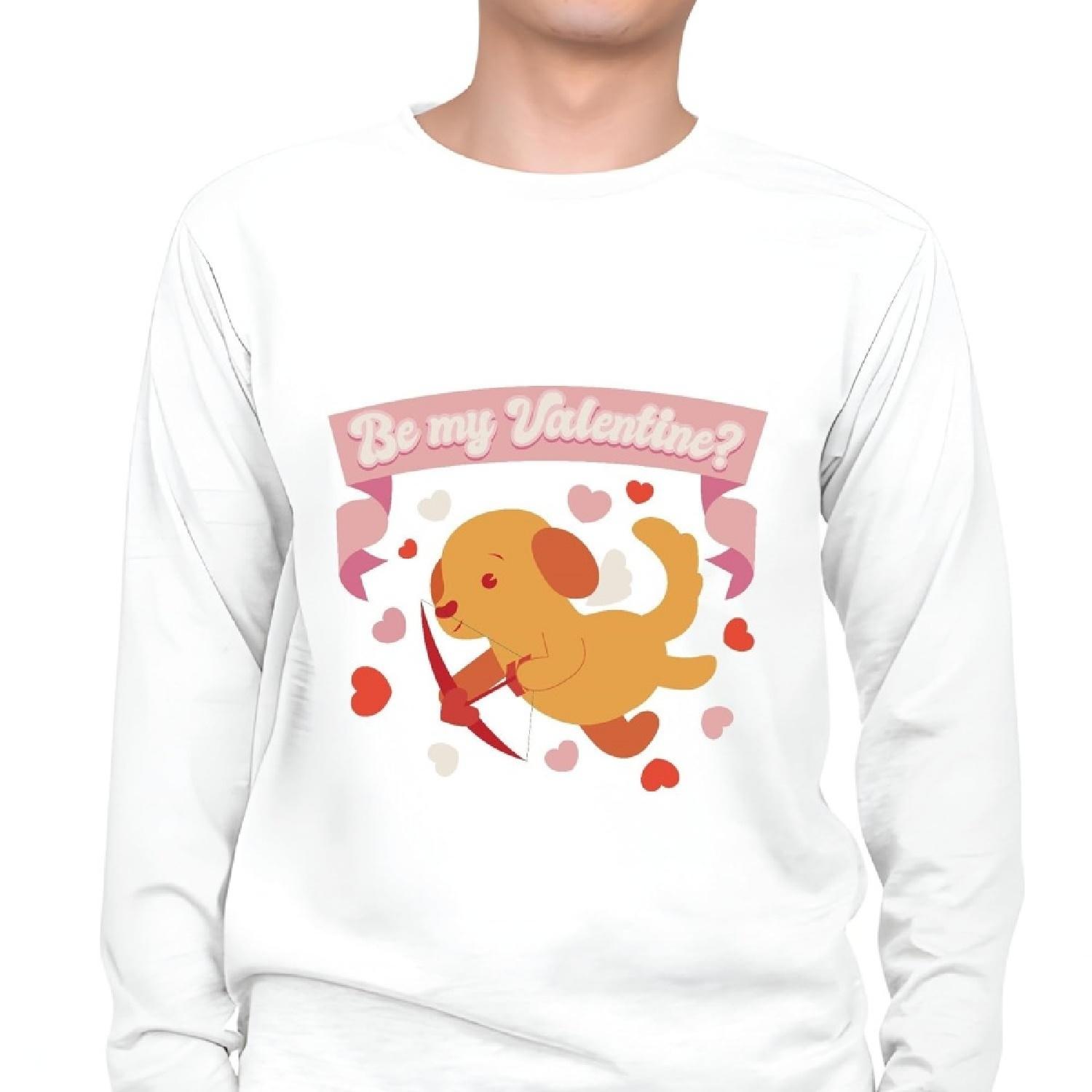 

Cute Valentines Day Dog Cupid TeeGift for Women Men Grey and Muticolor Unisex Long Sleeve T Shirt XXXXXL білий