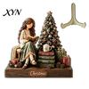Winter Party Decorations Christmas Wooden Table Sign, 2D Flat Santa Claus/Snowman Reading Desktop Ornament Gift for Family with Stand, Holiday