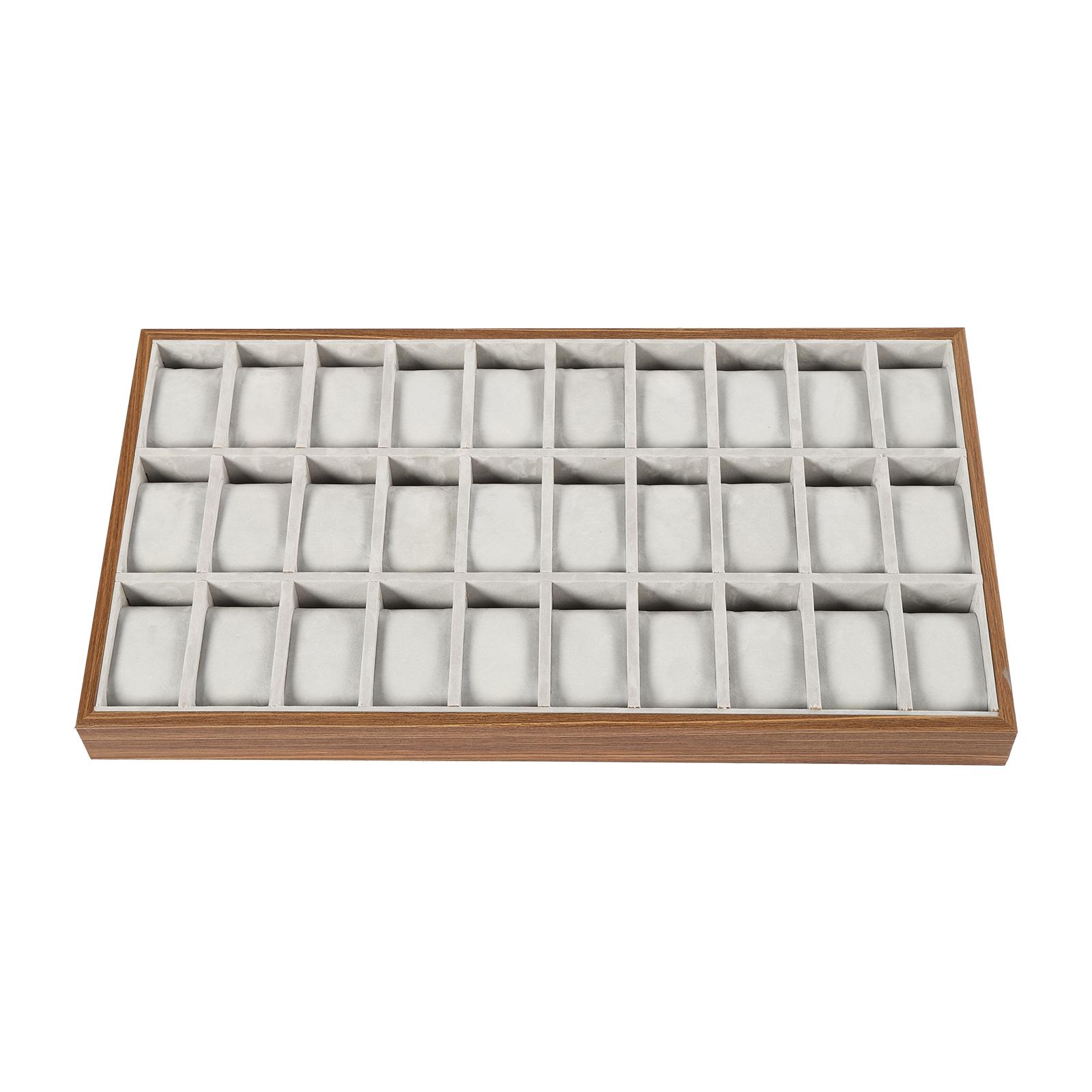 

30 Grid Watch Jewelry Tray Organizer Wooden Box Organizer Display with Removable Pillow for Men & Women Storage and Display