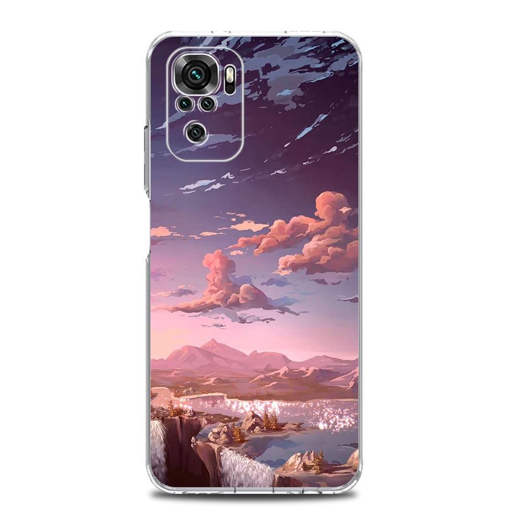 INS Japan Sunset Scenery Clear Phone Case For Xiaomi Redmi Note 12 5G 9S 9 8 10 11 Pro+ 9T 8T 10C 9C 9A 7 Pro Soft Back Cover
