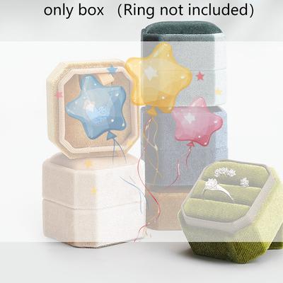 1Pc Velvet Ring Box Double Ring Box With Detachable Lid 2 Slots Octagon Ring Display Holder Case For Engagement Wedding Proposal