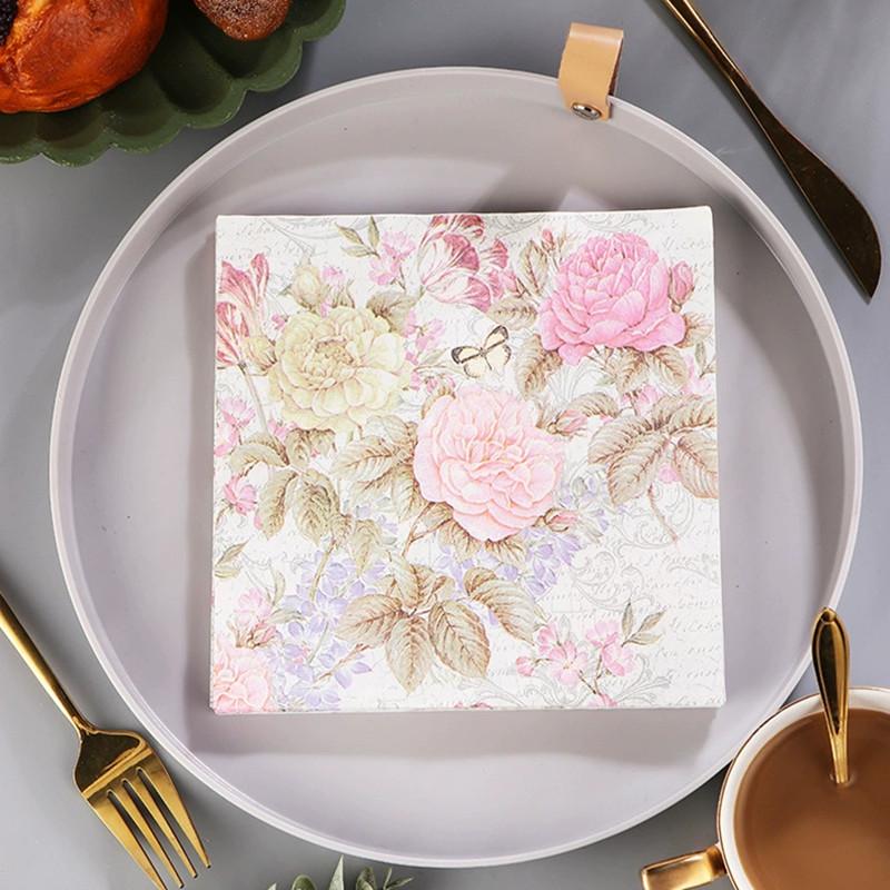 20pcs/pack 33x33cm Birds Flower Paper Cocktail Wedding Birthday Party Decoration Square Dinner Napkins