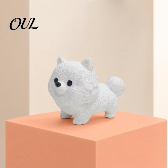 Matte White Home Decor 3D Printing Dog Ornament, Texture Fluffy Figurine, Durable Easy Care Mini Size Statue, for Office Desk Decoration Figurine