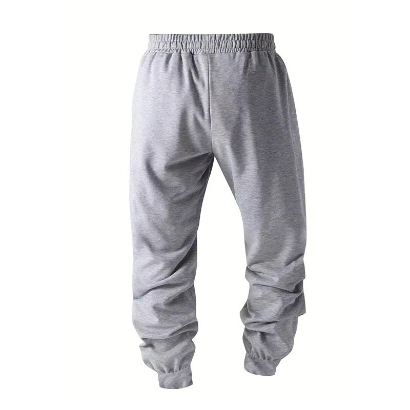 Men Pure Color Sport Trousers Elastic Waist Draw Rope Jogger Sweatpants