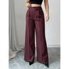 2026 Fashion High Waisted Wide Leg Trousers with Belt Solid Color Office Wear Casual Business Straight Leg Pants Spring Women's Bottoms