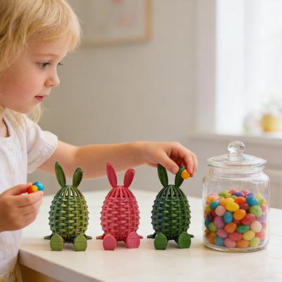 3D Printed Easter Eggs Flexible Articulated Bunny Egg Easter Basket Stuffers for Party Supplies Home Office Desk Decor