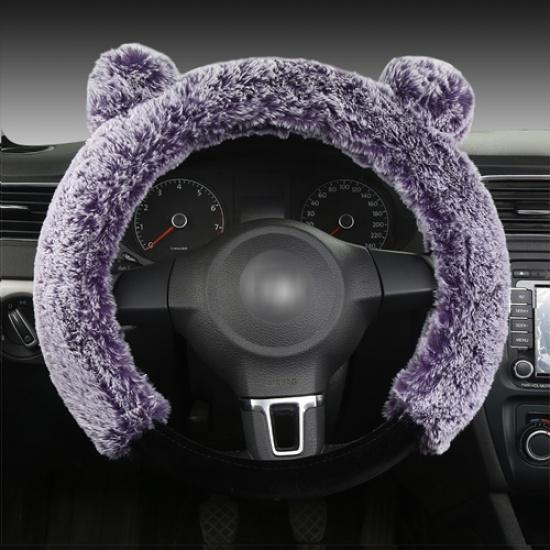

Универсальный чехол на руль с мультяшными плюшевыми ушками Kawaii, милый зимний теплый чехол, автоаксессуары для интерьера светло-фиолетовый