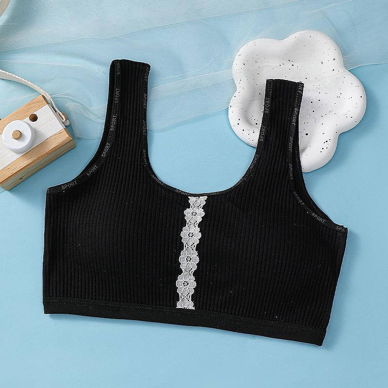 Girls' Breathable Fixed Cup Cotton Vest for Puberty - Strappy and Secure for Junior High & High School Students