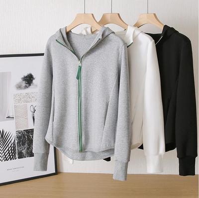 Women's Slim Fit Hooded Zipper Jacket for Spring and Autumn