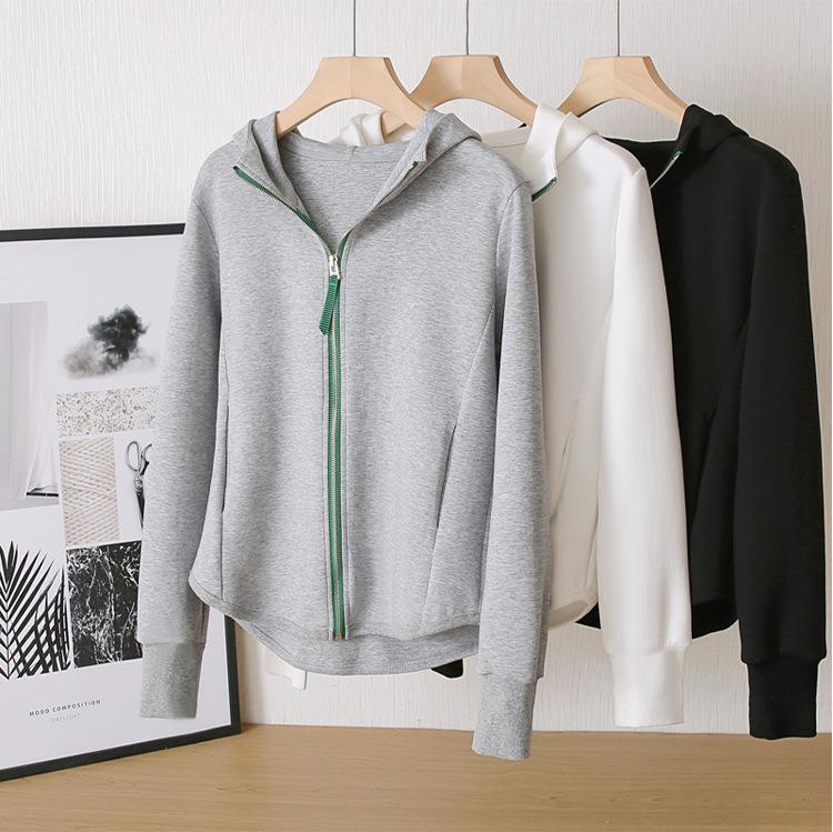 

Women s Slim Fit Hooded Zipper Jacket for Spring and Autumn Large білий