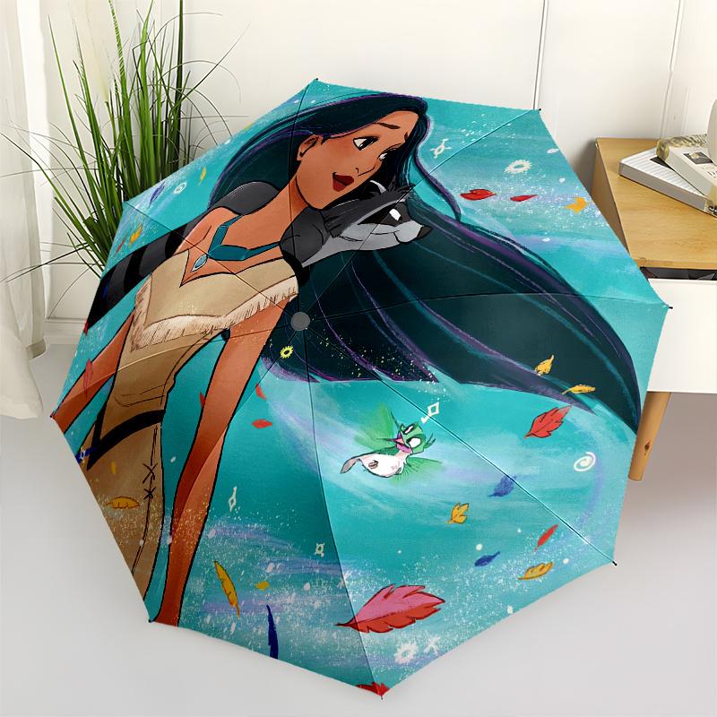 

Pocahontas,Meeko Automatic Folding Umbrella Simple 8 Rib Design, Bright Cartoon Pattern, Durable Iron Frame, Suitable For Travel, Outdoor,