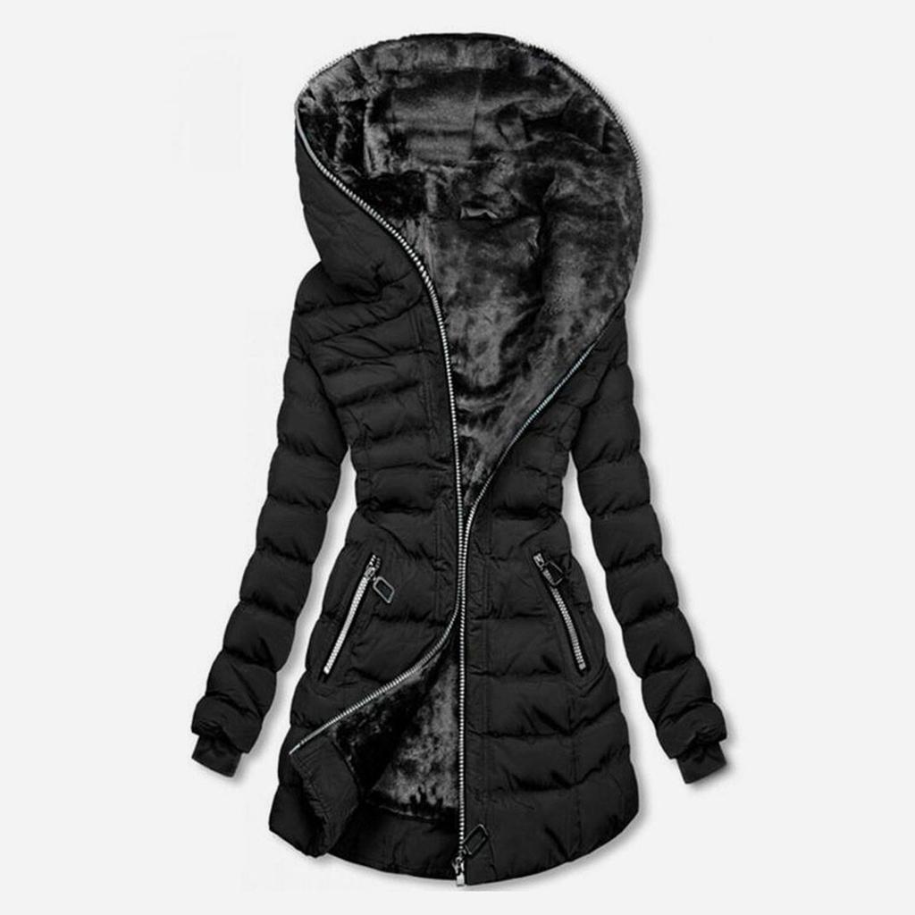 Fashion Women Hooded Outwear Ladies Warm Coat Long Padded Slim Jacket