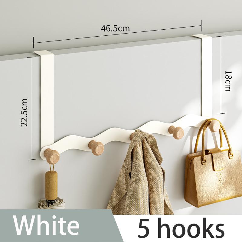 Wave Shape Hook Behind The Door No Punching Required Iron Raw Wood Hanging Clothes Hook Bedroom Wall Storage Clothes Hanger