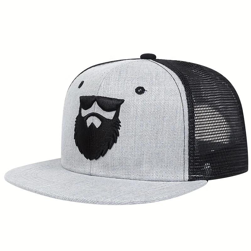 

Fashion Men Baseball Mesh Cap Summer Outdoor Breathable Sun Hat Hip Hop Snapback Hats Beard Old Men Embroidery Trucker Caps