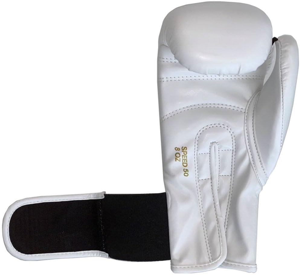 Adidas Combat Sports Boxing Speed 10oz Gloves, 50, ADISBG50, White/Gold,