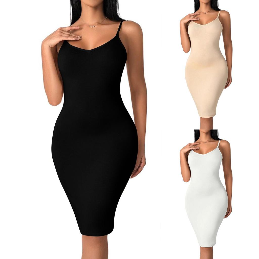 Dámské upnuté sexy jednobarevné šaty bodycon tvarující pas, zvedající boky a bříško