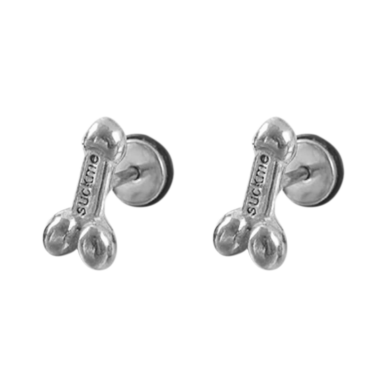 

Забавные сексуальные серьги-гвоздики с человеческим органом, титановые серьги-гвоздики из нержавеющей стали, серьги-гвоздики с пирсингом, серьги-гвоздики One Size серебряный