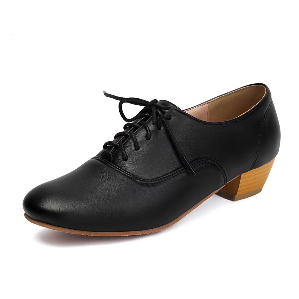 Fashion Woman Round Toe Casual Shoe Oxfords Female Footwear Leather Dress Rubber Solid Leisure Lace-Up Rome Flat PU Fabric Brogue 35-43