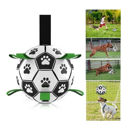 Pet Interactive Football Toys Balls with Bell Inside Outdoor Interactive Dog Water Toys Durable Ropes Squeaky Soccer Dog Ball