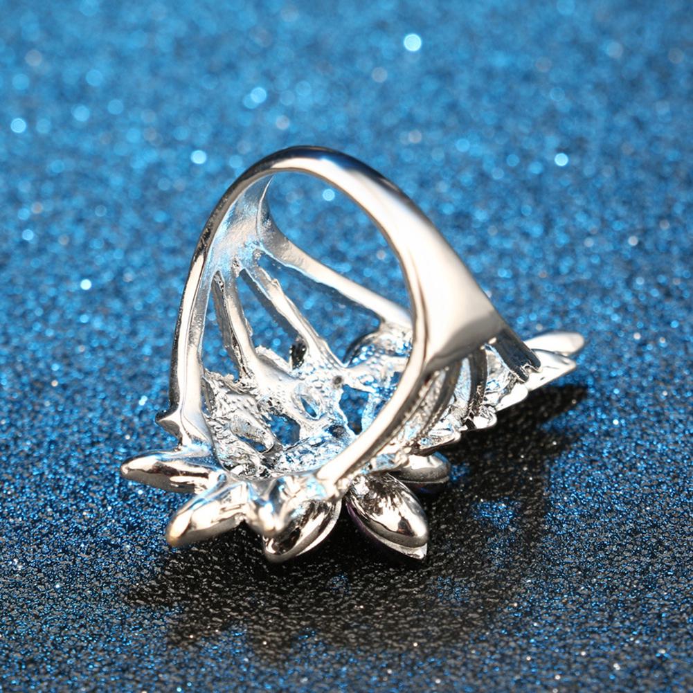 Dazzling Hollow Flower Cubic Zirconia Inlaid Finger Ring Women Jewelry Gift