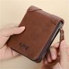 Men Vintage PU Leather Wallet Zipper Trifold Wallet Short Wallet Multi Card Holder Coin Pocket ID Window Casual Business Purse