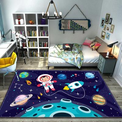 Cartoon Space Children Carpet Bedroom Bedside Universe Planet Mat for Kids Play Game Mat Baby Rugs Boy Non-slip Cute Room Decor