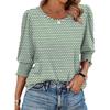 Women's Autumn Loose Casual Printed Three Quarter Sleeve Round Neck T-Shirt Top