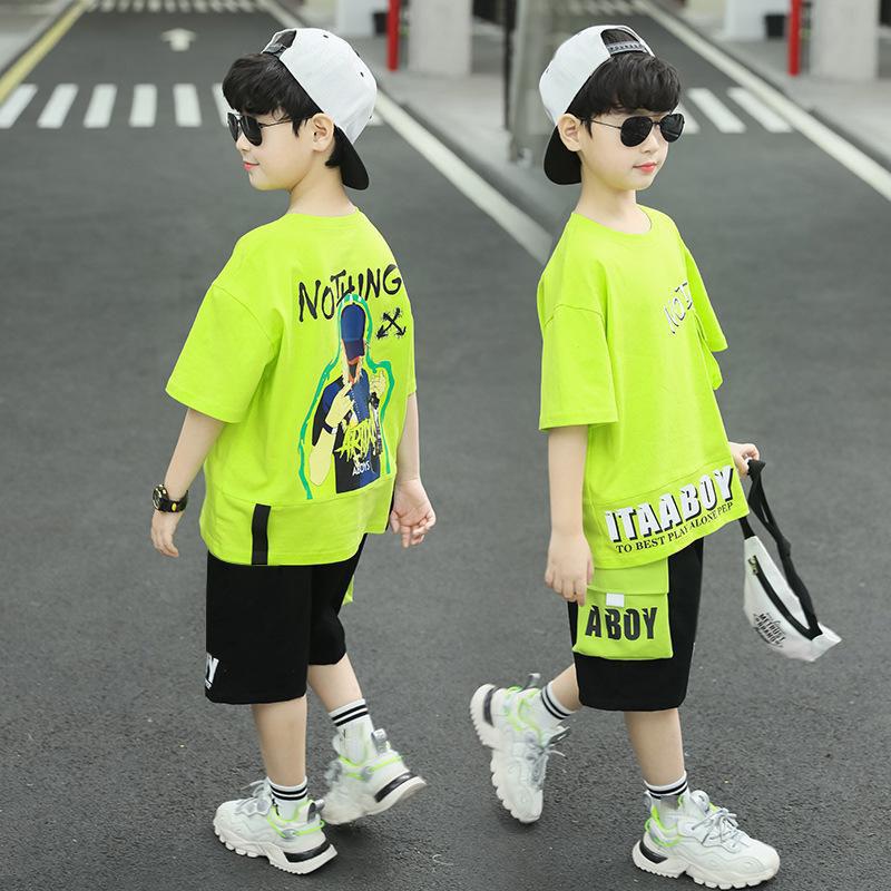 Boys Clothes Sets Summer Short Sleeve Sweatshirt + Pants 2PCS Kids Clothing Children Outfits Teenage 4 6 8 10 12 Years
